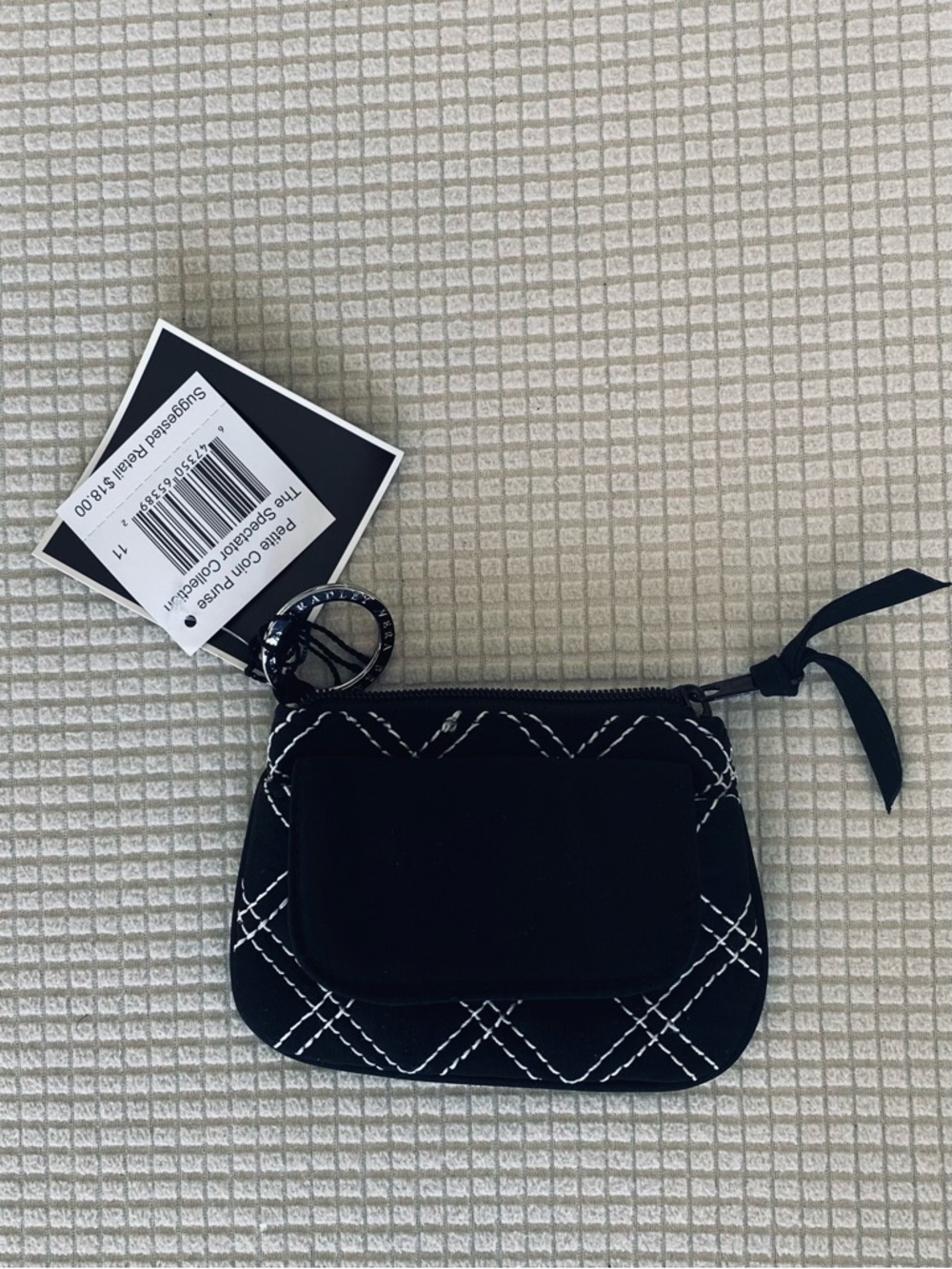 Vera Bradley Black Coin Purse with White Stitching - Picture 2 of 7